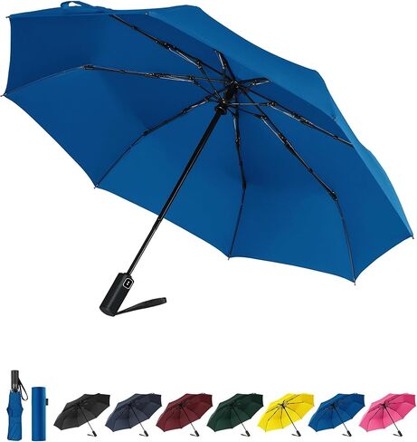 Compact travel umbrella for rain, automatic opening and closing, durable and windproof, sturdy fibreglass frame, waterproof cover -Suitable for backpacks, purses, duffel bags travelling in Saudi Arabia
