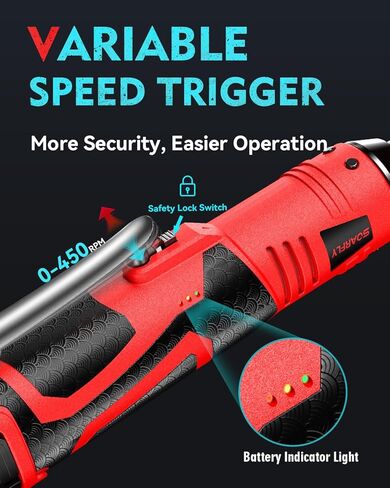 Cordless Electric Ratchet Wrench Set 3/8", Upgraded 60 Ft-lbs 21V Powerful Ratchet Tool Kit, With LED Light Cordless Ratchet,Variable Speed,7 Sockets, 3" Extension Bar, 1/4" Adapter, 2*2000mAh Battery in Saudi Arabia