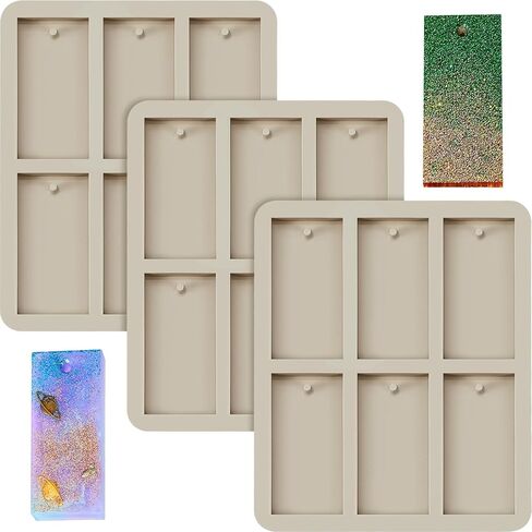 3 قطع قوالب شمع سيليكون مستطيلة من الراتنج قوالب عيد الميلاد سلسلة المفاتيح شمع العفن إيبوكسي الصب مستطيل مع ثقب تعليق لصنع المجوهرات diy صنع قلادة الحرف الديكور in Kuwait