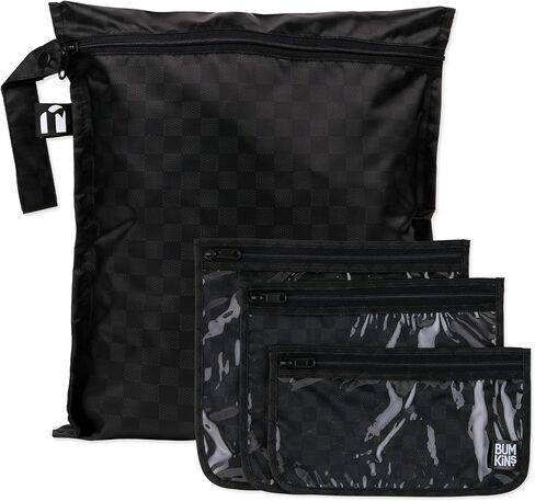 Bumkins - Waterproof Wet Bag & Clear Travel Bags - For Beach, Baby, Travel, Swim Suit, Cloth Diapers, Pump Parts, Pool, Gym, Toiletries - Reusable & Easy to Clean - Watercolor - 4 Pack in Saudi Arabia
