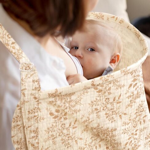 MEXXI Muslin Nursing Cover for Breastfeeding, Breathable Breastfeeding Cover for Women, Lightweight Nursing Blanket with Arch Neckline in Kuwait