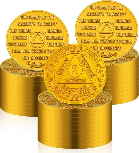 30 Pcs 3 Month Recovery AA Chips and Medallions Bulk Sobriety Chips AA Tokens Alcoholics Anonymous Medallion Gifts Aluminum Commemorative Coins Lot Green in Kuwait