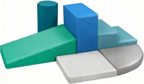 6-Piece Soft PU Leather Toddlers Climbing Toys for Baby - Kids Foam Climbing Blocks for Toddlers Indoor - Climb & Crawl Soft Foam Block Activity Play Set - Soft Foam Toys for Kids Crawling and Sliding in Kuwait