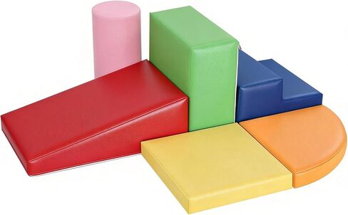 6-Piece Soft PU Leather Toddlers Climbing Toys for Baby - Kids Foam Climbing Blocks for Toddlers Indoor - Climb & Crawl Soft Foam Block Activity Play Set - Soft Foam Toys for Kids Crawling and Sliding in Kuwait