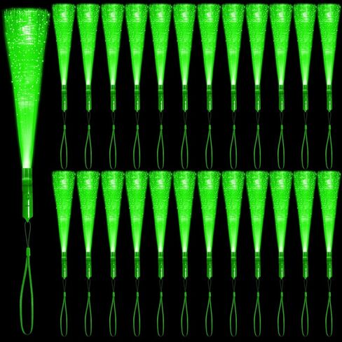 12 Pack Green Glow Sticks Light Up Fiber Optic Stick Glow Wands Bulk with 3 Flashing Models for Saint Patrick's Day Easter Christmas Party Favors in Kuwait