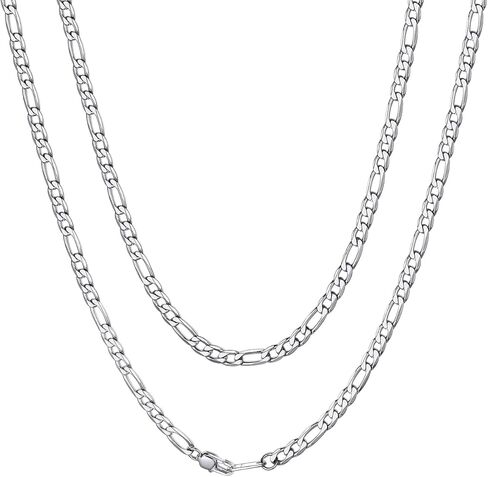ChainsHouse Stainless Steel Figaro Chains for Men, 4mm/6mm/9mm/13mm Width, 14-30inch Length, Black/14K Gold Mens Necklace Chains, Send Gift Box in Saudi Arabia