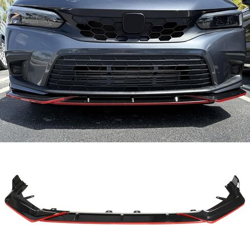 Front Bumper Lip Honda Civic 11th Gen Sedan & Hatchback 2022-2024 Gloss Black Front Lip Spoiler PP Front Bumper Lip Splitter Chin Spoiler in Saudi Arabia