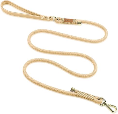 Wisedog 5FT Rope Dog Leash - Polyester Rope with PVC Soft Padded Handle, Rustproof 360°Swivel Buckle - Durable for Small, Medium & Large Dogs (Sand Color) in Kuwait