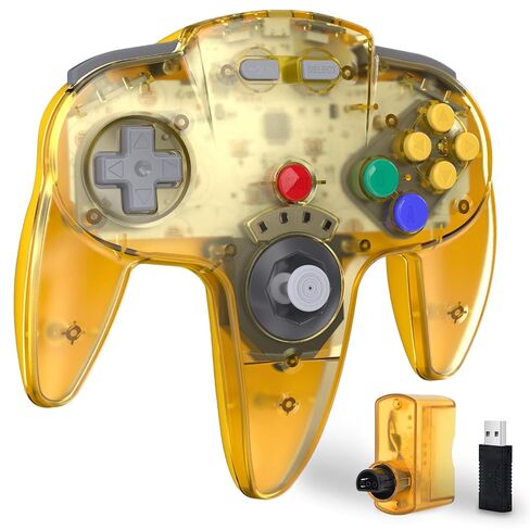 KIWITATA Wireless N64 Controller for Switch/ N64 Console, 2.4GHZ Rechargeable Wireless N64 Remote Joystick Game Pad Controller Compatible with Raspberry Pi, MAC, PC Windows 7,8,10,11 Clear Red in Kuwait
