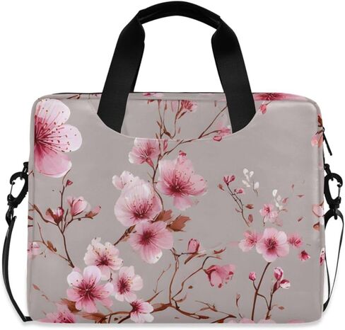 ALAZA Pink Floral Cherry Blossom Laptop Case Bag Sleeve Portable Crossbody Messenger Briefcase w/Strap Handle, 13 14 15.6 inch in Saudi Arabia