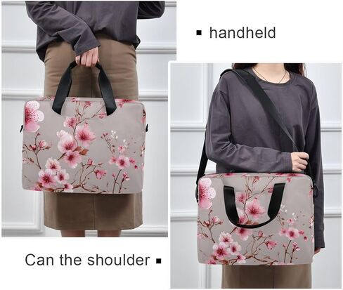 ALAZA Pink Floral Cherry Blossom Laptop Case Bag Sleeve Portable Crossbody Messenger Briefcase w/Strap Handle, 13 14 15.6 inch in Saudi Arabia