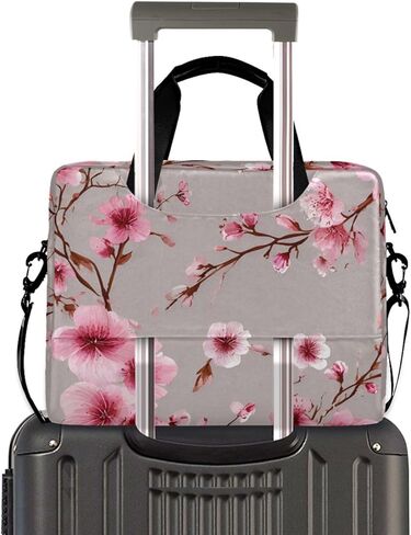 ALAZA Pink Floral Cherry Blossom Laptop Case Bag Sleeve Portable Crossbody Messenger Briefcase w/Strap Handle, 13 14 15.6 inch in Saudi Arabia