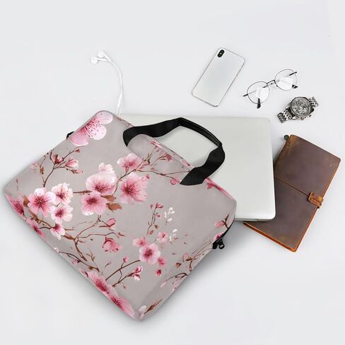 ALAZA Pink Floral Cherry Blossom Laptop Case Bag Sleeve Portable Crossbody Messenger Briefcase w/Strap Handle, 13 14 15.6 inch in Saudi Arabia
