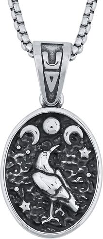 قلادة رافين Haquil ، Wiccan Raven Triple Moon Goddess Charm Harm ، Graven Jewelry Gift للرجال والنساء in Kuwait