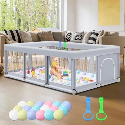 74''×50'' Large Baby Playpen, Baby PlayPens for Babies and Toddlers, Baby Fence Play Pen for Indoor & Outdoor, Sturdy Safety Baby Play Yard with Soft Breathable Mesh in Kuwait