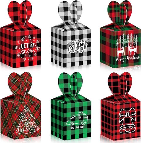 24 حزمة من صناديق هدايا عيد الميلاد ثلاثية الأبعاد لعيد الميلاد، صناديق هدايا عيد الميلاد، صناديق كوكي من الورق المقوى لعيد الميلاد، صناديق تغليف عشية عيد الميلاد، صناديق شبكية لهدايا حفلات عيد الميلاد وتغليف الهدايا (منقوشة متعددة الألوان) in Kuwait