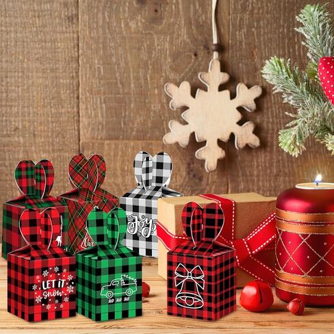 24 حزمة من صناديق هدايا عيد الميلاد ثلاثية الأبعاد لعيد الميلاد، صناديق هدايا عيد الميلاد، صناديق كوكي من الورق المقوى لعيد الميلاد، صناديق تغليف عشية عيد الميلاد، صناديق شبكية لهدايا حفلات عيد الميلاد وتغليف الهدايا (منقوشة متعددة الألوان) in Kuwait