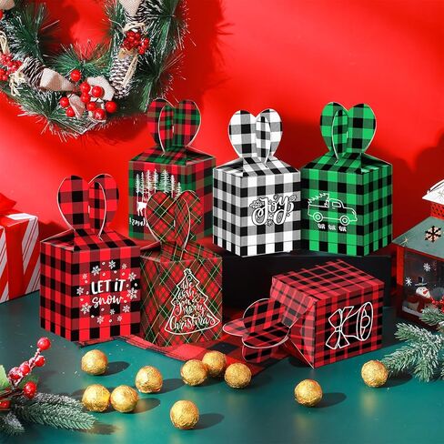 24 حزمة من صناديق هدايا عيد الميلاد ثلاثية الأبعاد لعيد الميلاد، صناديق هدايا عيد الميلاد، صناديق كوكي من الورق المقوى لعيد الميلاد، صناديق تغليف عشية عيد الميلاد، صناديق شبكية لهدايا حفلات عيد الميلاد وتغليف الهدايا (منقوشة متعددة الألوان) in Kuwait