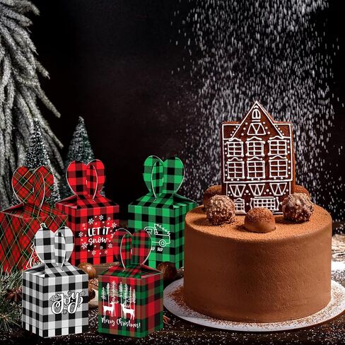 24 حزمة من صناديق هدايا عيد الميلاد ثلاثية الأبعاد لعيد الميلاد، صناديق هدايا عيد الميلاد، صناديق كوكي من الورق المقوى لعيد الميلاد، صناديق تغليف عشية عيد الميلاد، صناديق شبكية لهدايا حفلات عيد الميلاد وتغليف الهدايا (منقوشة متعددة الألوان) in Kuwait