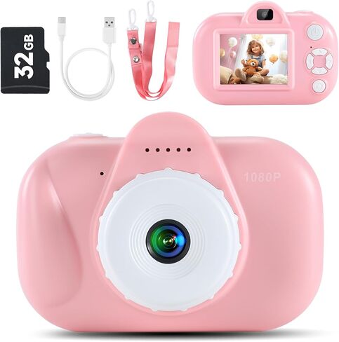 Kids Toy Camera, for Boys Girls Age 3-8, Digital Video Camera with Stickers, Cute Case and 32GB SD Card in Saudi Arabia