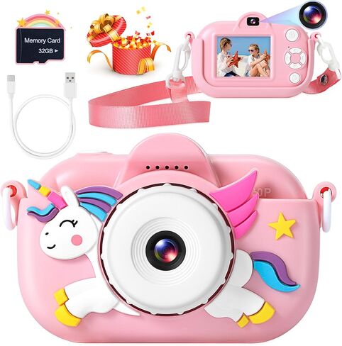 Kids Toy Camera, for Boys Girls Age 3-8, Digital Video Camera with Stickers, Cute Case and 32GB SD Card in Saudi Arabia