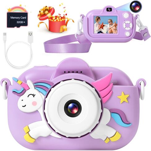 Kids Toy Camera, for Boys Girls Age 3-8, Digital Video Camera with Stickers, Cute Case and 32GB SD Card in Saudi Arabia