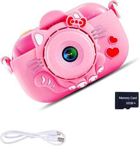 Kids Toy Camera, for Boys Girls Age 3-8, Digital Video Camera with Stickers, Cute Case and 32GB SD Card in Saudi Arabia