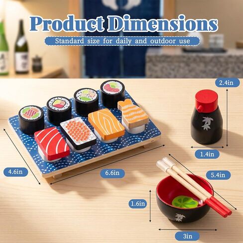 Sushi Slicing Play Food Set, Wooden Pretend Play Kitchen Toys for Kids 3+, Sushi Food Play Learning Toy for Girls Boys in Kuwait