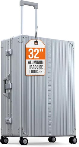 All Aluminum Lightweight 32" Macro Traveler Hardside Checked Luggage, Large Capacity, Hardshell Suitcase w/Spinner Wheels, Heavy Duty Roller for International Travel, Business Flight Size(Onyx) in Kuwait