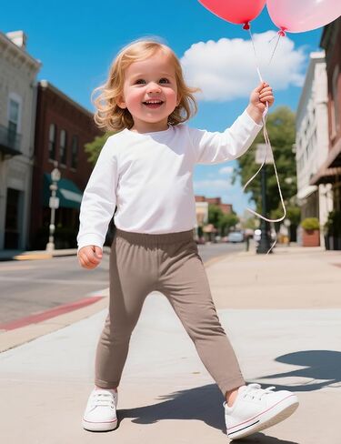 Witwot 3 Pack Baby Girls Leggings Toddler Kids Soft Cotton Pants Size 18M-5T in Kuwait