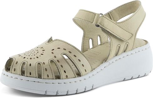 Spring Step Women's GALAVIS Leather Wedge Sandals – Closed-Toe Sporty Sandal with Hook-and-Loop Closure and Cushioned Footbed in Saudi Arabia