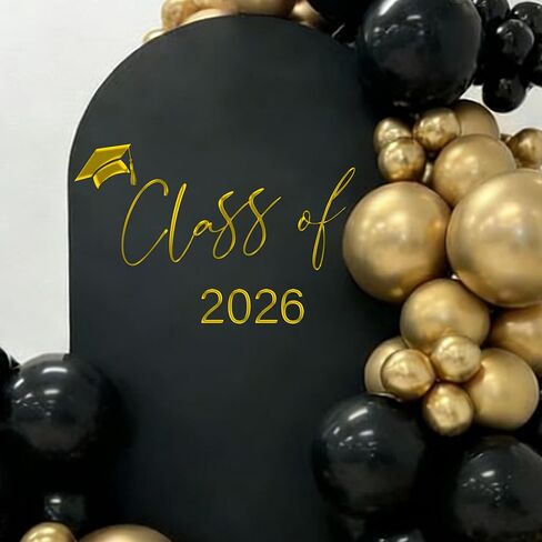 فئة 2025 علامة شارات - زخرفة التخرج ، ملصقات قوس البالون ، فئة حفلة غراد من 2025 شارات الحدث ， الدعائم الصور (فئة 2025 أسود) in Kuwait