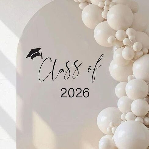 فئة 2025 علامة شارات - زخرفة التخرج ، ملصقات قوس البالون ، فئة حفلة غراد من 2025 شارات الحدث ， الدعائم الصور (فئة 2025 أسود) in Kuwait