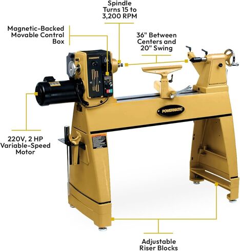 PowerMatic 20 "× 35" مخرطة خشبية ، 2 حصان ، 220 فولت 1PH (طراز 3520C) in Kuwait