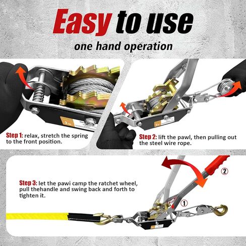 2T 10ft تعال على طول Winch Heavy Duty ، 2 التروس تأتي على طول أداة سحب ، و Winch Winch Puller 2 ، وتأتي إلى أدوات Ratchet Power Power ، وأداة Ratchet اليدوية لرفع القطر in Kuwait