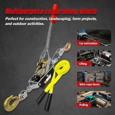 2T 10ft تعال على طول Winch Heavy Duty ، 2 التروس تأتي على طول أداة سحب ، و Winch Winch Puller 2 ، وتأتي إلى أدوات Ratchet Power Power ، وأداة Ratchet اليدوية لرفع القطر in Kuwait