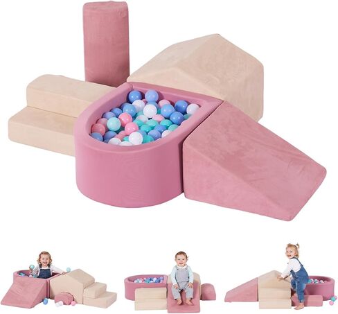ألعاب التسلق الإسفنجية من STAOLENE للأطفال الصغار، مكعبات تسلق رغوية معيارية للأطفال الصغار، مجموعة لعب أنشطة التسلق والزحف الناعمة وحفرة الكرة (الكرات غير متضمنة)، كتل إسفنجية ملونة متعددة الأشكال in Kuwait