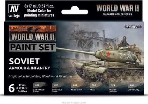 Vallejo VAL70202 Farb, Sowjetiche Panzerung und Infanterie, AV نموذج الألوان مجموعة الحرب العالمية الثانية درع سوفييتي والمشاة in Kuwait