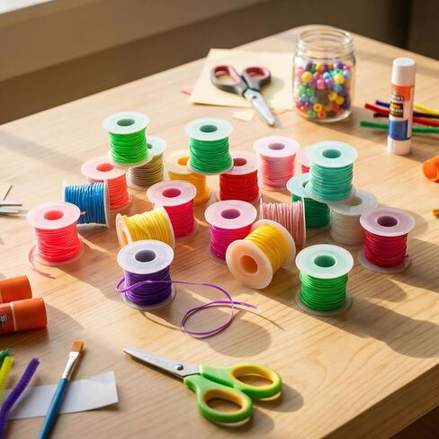 32 Rolls Lanyard String Plastic Lacing Cord Gimp Boondoggle String Lanyard Kit for Kids Keychain Bracelets Jewelry Making DIY Craft 0.1 Inch Wide 65.6 Feet Long 32 Colors in Kuwait