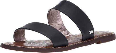 Sam Edelman Women's Gala Flat Sandal, Black Leather, 6.5 Wide in Saudi Arabia