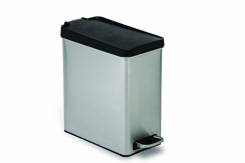 simplehuman 10 Liter / 2.6 Gallon Bathroom Slim Profile Trash Can, Brushed Stainless Steel with Plastic Lid in Kuwait