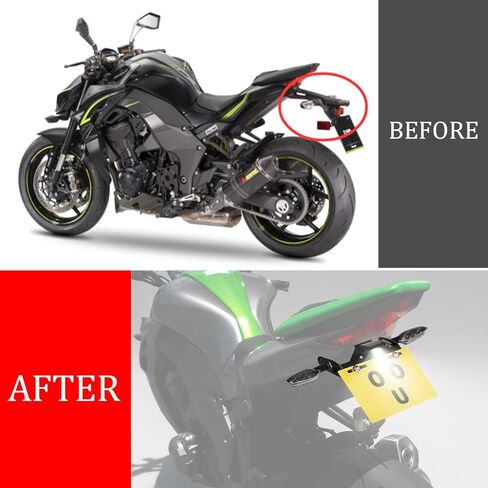 حامل لوحة الترخيص الخلفي Fender Eliminator Tail LED مؤشر مصباح فرامل الذيل المدمج إشارة TELL TELL TENT FLINKER متوافقة مع Z1000 2014-2021 ، Z1000R 2018-2021. (واضح) in Saudi Arabia