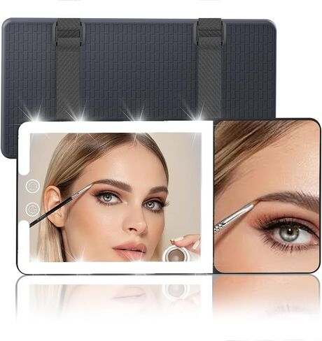 Solar Car Sun Visor Vanity Mirror, Sun Visor Makeup Mirror for Car,Dimmable with 3 Light Modes in Kuwait