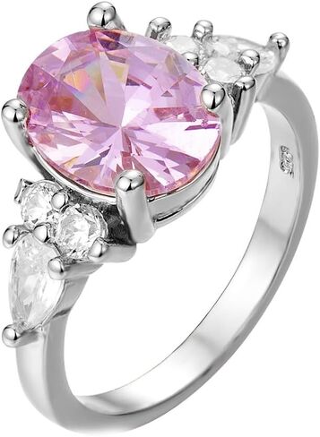 SUKKCCNO Fashion Ring 3CT Red Pink Sapphire Birthstone Wedding Silver Vintage Jewelry Ring Size in Kuwait