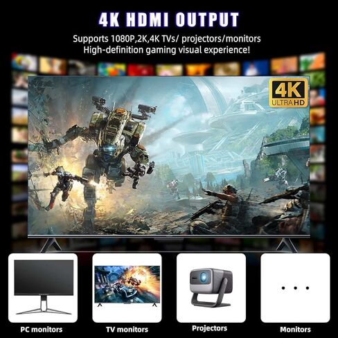 وحدة تحكم ألعاب لاسلكية قديمة مع 20000 لعبة مدمجة، M8 4K Retro Game Stick التوصيل والتشغيل وحدة تحكم ألعاب الفيديو مخرج HDMI للتلفزيون، مثالي لعيد الميلاد in Kuwait