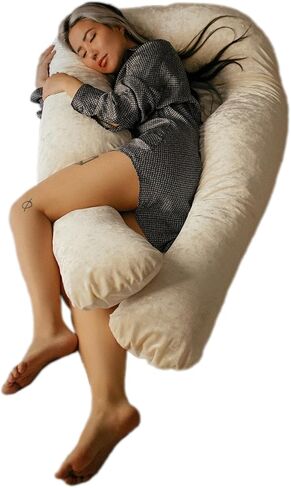 وسادة الجسم يانا | وسادة فاخرة للجسم والحمل - قطن الخيزران العضوي - حشوة جل تبريد ممزقة - تصميم مريح - مزدوج الجوانب - قابلة للغسل in Kuwait