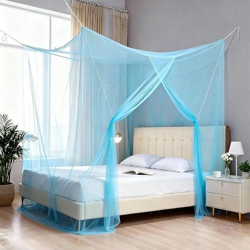 Mosquito Netting for Bed, Bed Canopy for Girls, 4 Corner Mosquito Bed Net Covers Twin to King Size Beds, Bug Net for Camping, Crib Canopy, Suit for Indoor Outdoor Use and Travel in Saudi Arabia