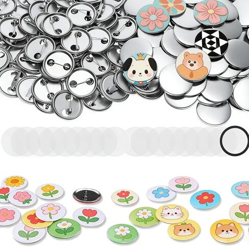 Button Maker Supplies, 100 Sets 58mm/2.25 inch Pin Making Kit for Button Maker Machine,Metal Button Badge Sets with Metal Shell Back Cover, Transparent Film, Paper and 10 Sets Button Keychains in Saudi Arabia