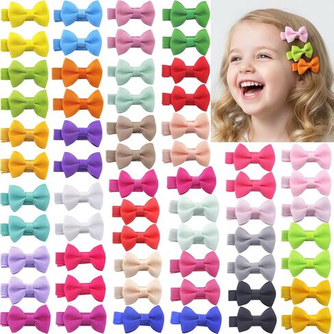 60Pcs Baby Girl Hair Bows 1.6 inch Mini Tiny Small Fully Lined Clips for Infant Toddlers (30 pairs) in Saudi Arabia