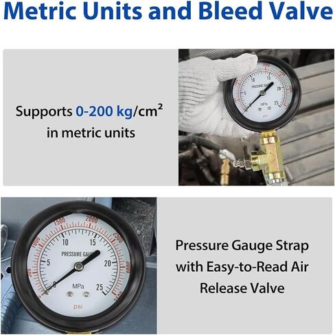 Universal Brake Oil Pressure Gauge, 0-3500 PSI Car ABS Hydraulic Oil Pressure Gauge, Brake System Test Gauge, Service Tool in Kuwait